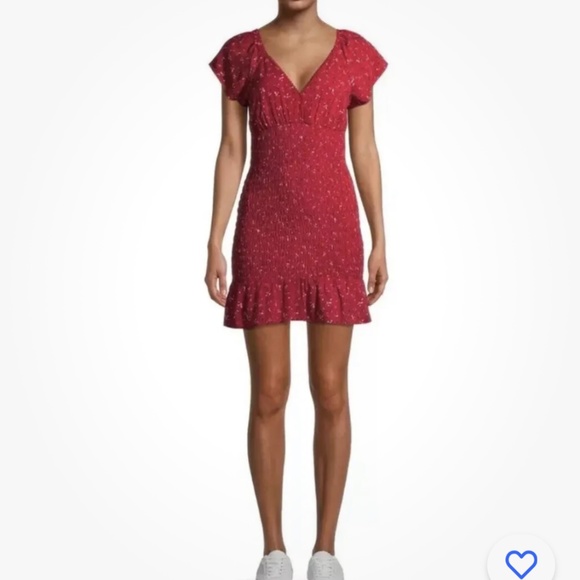 No Boundaries Dresses & Skirts - No Boundaries Brilliant Red Floral Smock Dress Medium(7-9) NEW